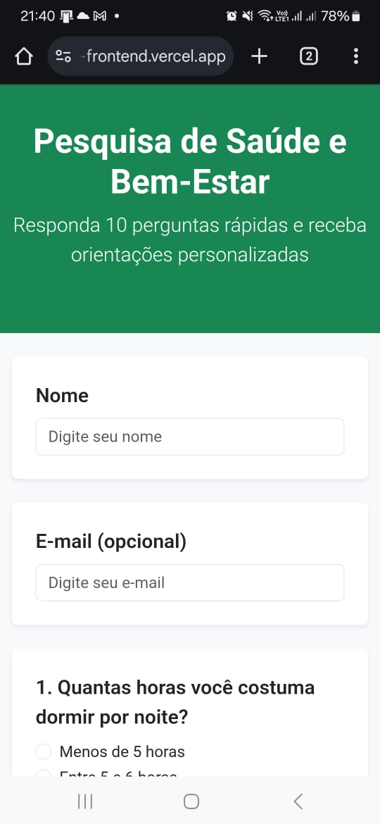O App rodando a partir de um celular #1