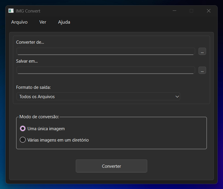 Tela principal do IMG Convert