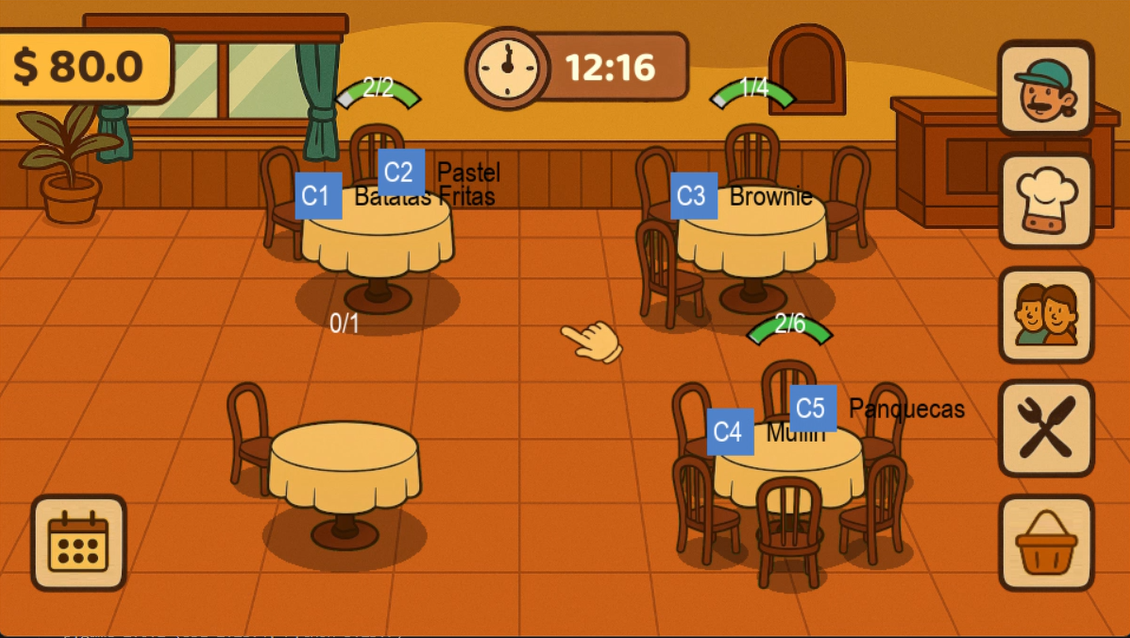 Medidores de paciência adicionados às mesas