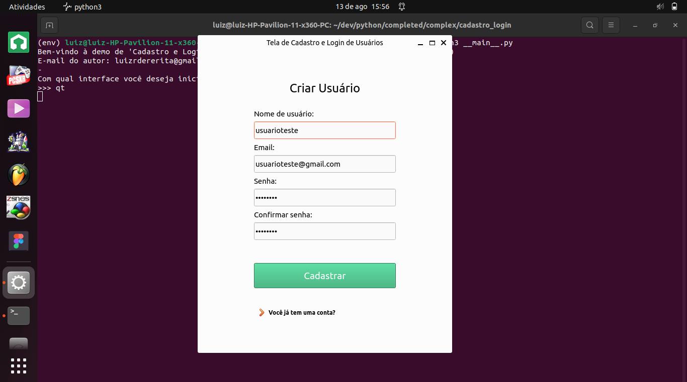 Tela de Cadastro e Login Multi-interface